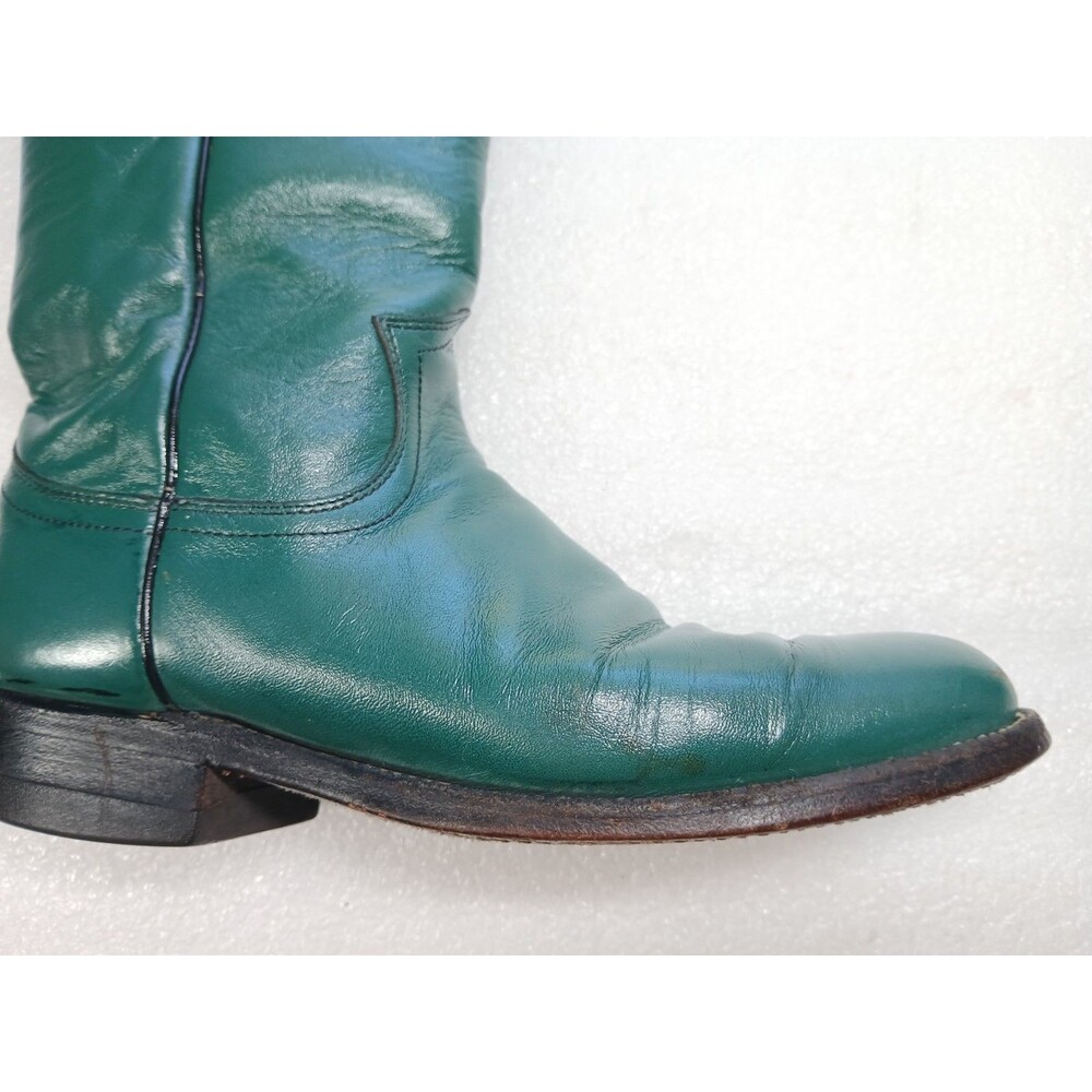 Justin Women's Green Leather Cowboy Boots – Size 4.5 – Made in USA - Picture 8 of 16